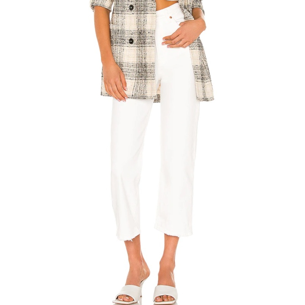 Levis Ribcage high rise straight ankle cloud high waisted white jeans